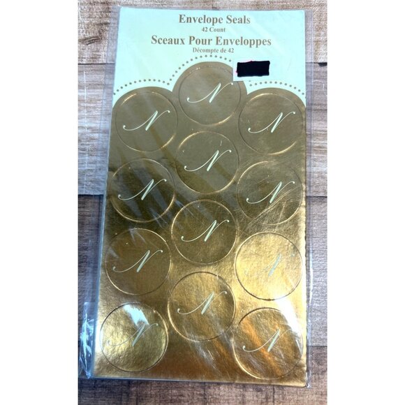 Gold Foil Envelope Seals With "N" Monogram - 42 Count 66889 - Picture 1 of 2